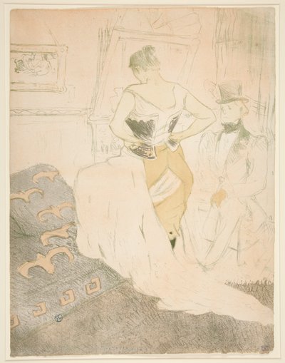 Femme en corset, conqu?te de passage (Woman Fastening a Corset, Passing Conquest), fra serien Elles af Henri de Toulouse-Lautrec