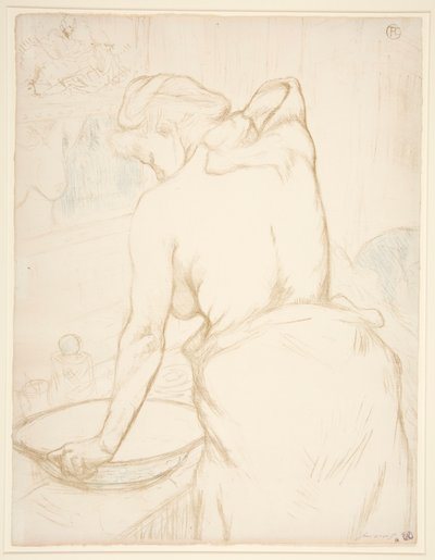 Femme qui se lave, la toilette (Woman at her Toilette, Washing Herself), fra serien Elles af Henri de Toulouse-Lautrec