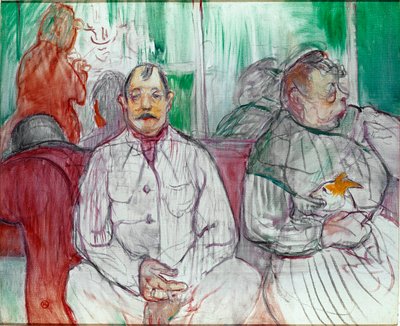 Ham, hende og hunden (par med hund). Maleri af Henri de Toulouse-Lautrec (Toulouse Lautrec af Henri de Toulouse Lautrec