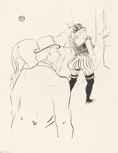 In the Wings of the Folies-Bergere: Mrs. Lona Barrison med sin leder og mand, 1895. af Henri de Toulouse Lautrec