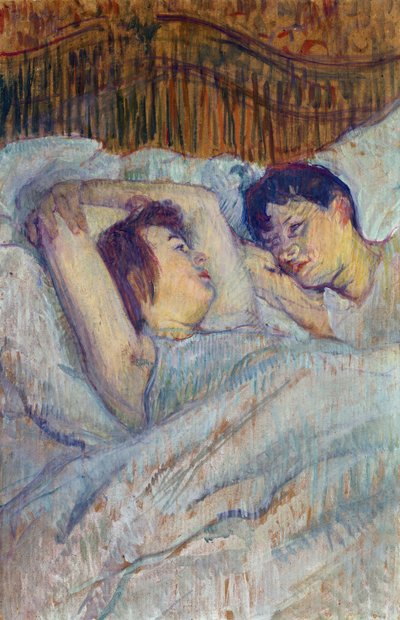 I sengen af Toulouse-Lautrec, Henri, de (1864-1901). Olie på pap af Henri de Toulouse Lautrec