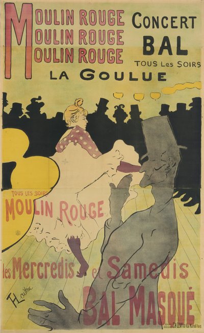Moulin Rouge, La Goulue, 1891 af Henri de Toulouse Lautrec