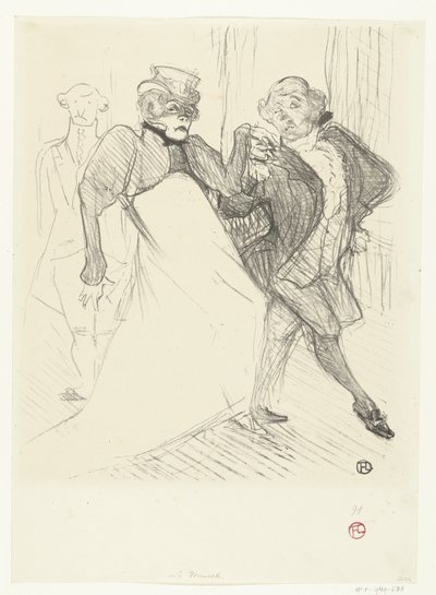 Portret af skuespillerne Gabrielle Rejane og Felix Galipaux i et teaterstykke Madame Sans-Gêne Rejave og Galipaux, i Madame Sans Gène af Henri de Toulouse Lautrec