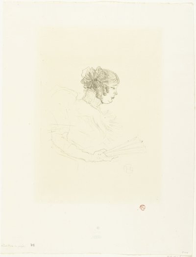 Portræt af skuespillerinden Luce Myrès med fan Luce Myres i profil af Henri de Toulouse Lautrec