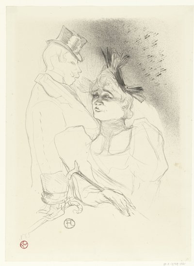 Portræt af sangerinden Marcelle Lender og komikeren Louis Bouchenez eller baronen under optræden Mademoiselle Lender og Baron af Henri de Toulouse Lautrec
