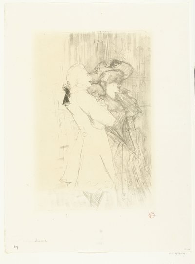 Portræt af sangerinde Marcelle Lender og sangerinde Numa Auguez i operette La Chanson de Fortunio Lender og Aguez af Henri de Toulouse Lautrec
