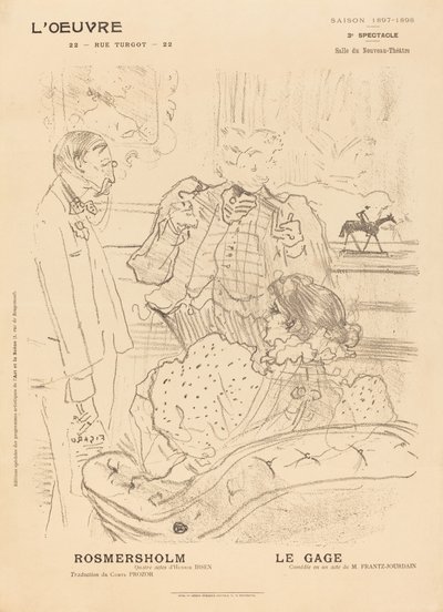 Rosmersholm, Le Gage, 1897. af Henri de Toulouse Lautrec