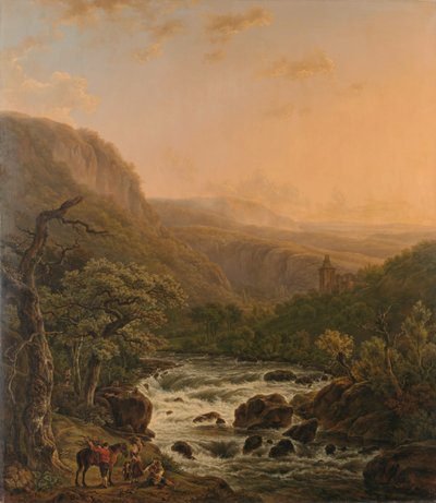 Flod i Ardennerne ved solnedgang af Henri van Assche