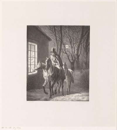 Mand på hesteryg rider forbi huset af Henri van Seben