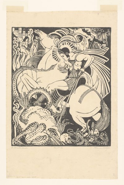 De Drakendooder (original titel på objekt) af Henri van der Stok (signed by artist)