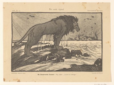 Tegnefilm af stormfloden i 1906 The Old Enemy (titel på objekt) af Henricus