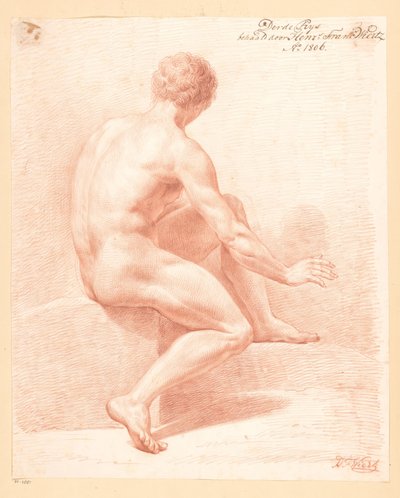 Siddende nøgen mand, set bagfra (3. præmie 1806) af Henricus Franciscus Wiertz