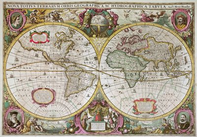 Et nyt land- og vandkort over hele jorden, 1630 af Henricus Hondius II