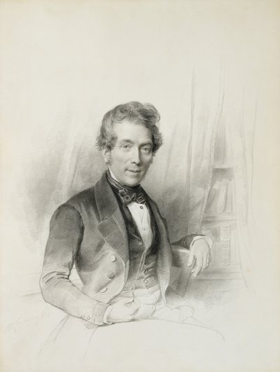 Portræt af Louis Johannes Herckenrath, konsul i Texas, 1843 (kridt, estompe, blyant og akvarel) af Henricus Wilhelmus Couwenberg