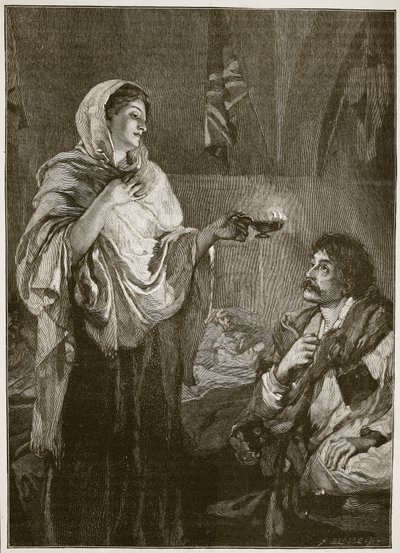 Florence Nightingale på hospitalet i Scutari, illustration fra 