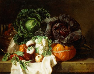 Stilleben af vintergrøntsager, af Henrietta de Longchamp