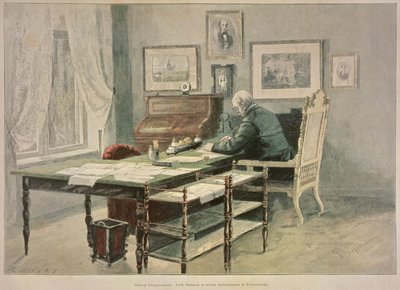 Prins Bismarck i sit arbejdsværelse i Friedrichsruh, ca. 1890 af Henriette Deppermann