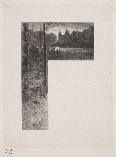 Danish: Illustration til Christian Winther, "Hjortens Flugt" af Henrik Bornemann