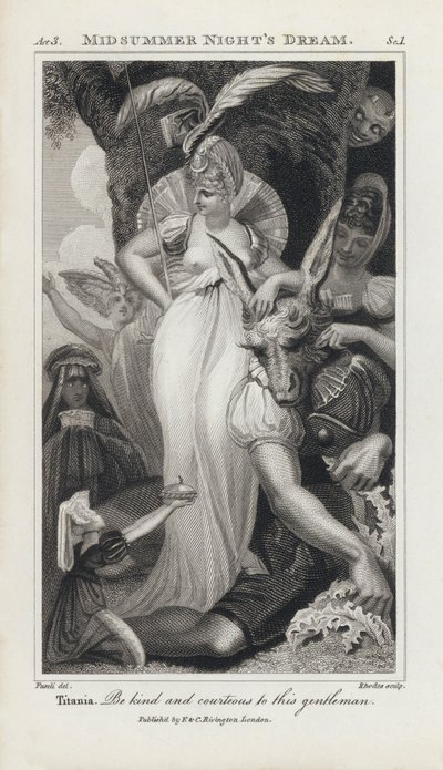 Illustration til Shakespeares En skærsommernatsdrøm (gravering) af Henry  Fuseli