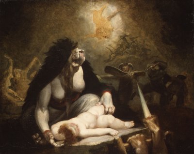 The Night-Hag besøger Lapland-hekse af Henry  Fuseli