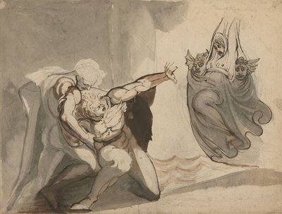 The Vision of Orestes (pen  blæk med grafit  vask på papir) af Henry (1741 1825) Fuseli