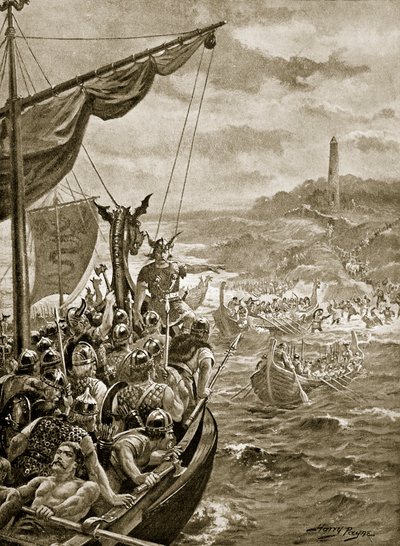 Et angreb af danskerne på Irland, illustration fra 