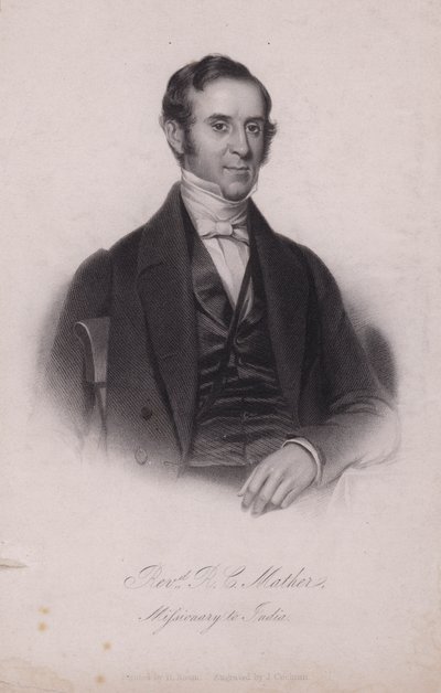 Henry Cotton Mather, engelsk kristen missionær i Indien (gravering) af Henry (after) Room
