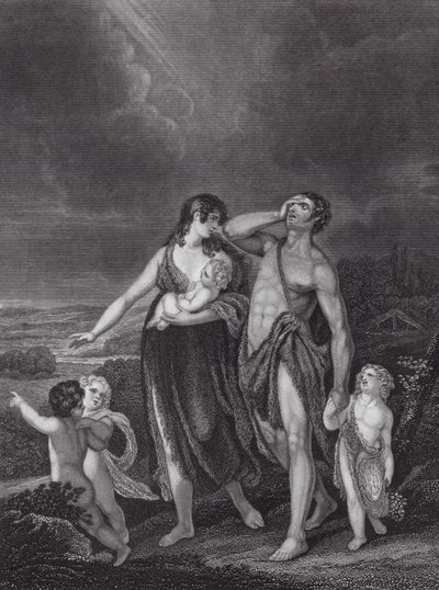 Kains afgang, 1. Mosebog, kap. 4, v. 16 (kobberstik) af Henry (after) Singleton