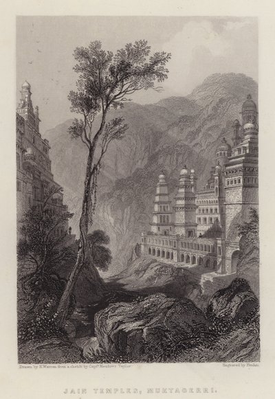 Jain-templer, Muktagerri (farve litho) af Henry (after) Warren