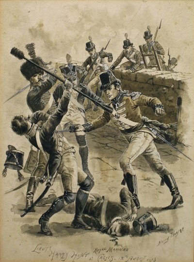 Løjtnant Harry Hunt Royal Marines ved Cassis den 18. august 1813 af Henry A. Payne