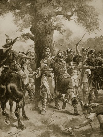 St. Edmund Slain by the Danes, 870 AD, illustration fra 