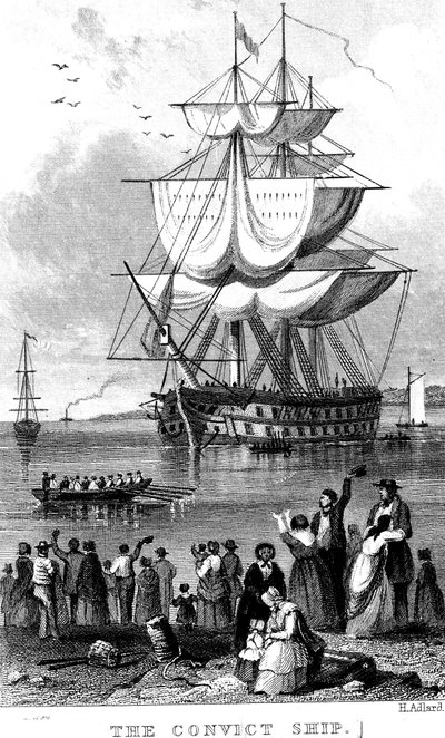 The Convict Ship, c1820. af Henry Adlard