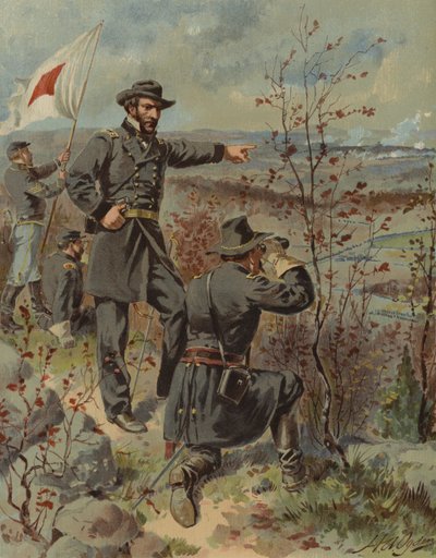 General Sherman ved Kenesaw Mountain, Georgia, amerikansk borgerkrig, 4. oktober 1864 (chromolitho) af Henry Alexander (after) Ogden