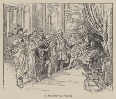 Modtagelse af Creek-indianere af kong George II på Kensington Palace af Henry Alexander (after) Ogden