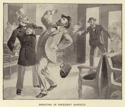 Skydning af præsident Garfield (litho) af Henry Alexander (after) Ogden