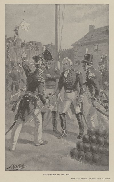 Overgivelse af Detroit (litho) af Henry Alexander (after) Ogden