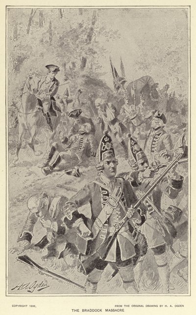 Braddock-massakren (litho) af Henry Alexander (after) Ogden
