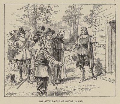 Bosættelsen Rhode Island (litho) af Henry Alexander (after) Ogden