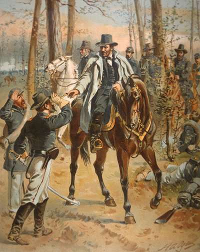 General Grant in the Wilderness Campaign, 5. maj 1864 (farve litho) af Henry Alexander Ogden