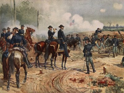 The Siege of Atlanta, 28. juli-2. september 1864 (farve litho) af Henry Alexander Ogden