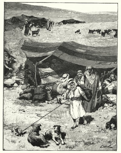 En beduinlejr (litho) af Henry Andrew Harper