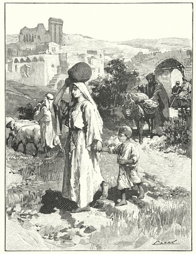 En samaritansk landsby (litho) af Henry Andrew Harper