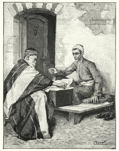 En østlig forfatter, der forsegler et brev (litho) af Henry Andrew Harper