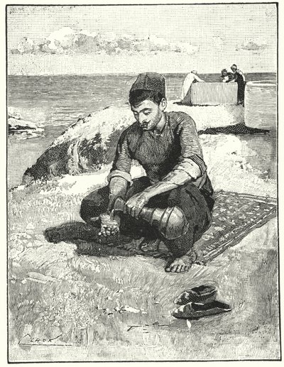 Ceremoniel udrensning før bøn (litho) af Henry Andrew Harper