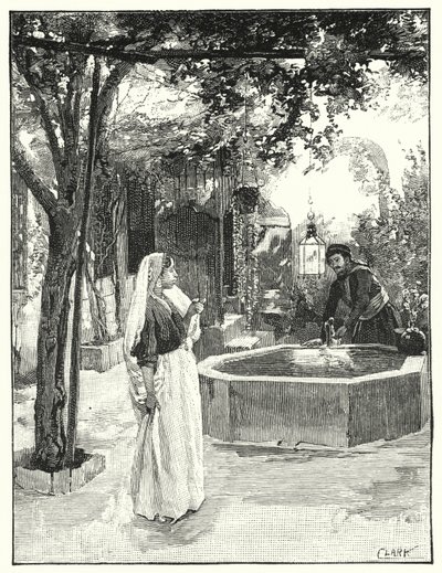 Gården til et hus i Damaskus (litho) af Henry Andrew Harper