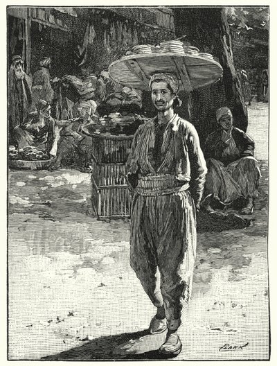 Østlig bager med kurv på hovedet (litho) af Henry Andrew Harper