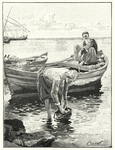 Fiskere ved Tiberias Hav (litho) af Henry Andrew Harper