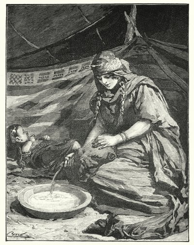 Interiør af beduintelt (litho) af Henry Andrew Harper