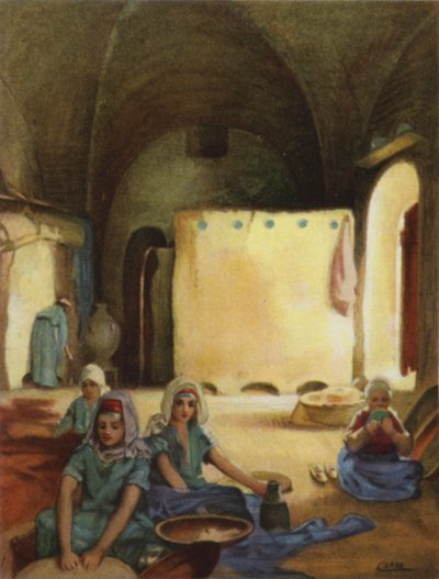 Bøndernes hjem i Siloam (farve litho) af Henry Andrew Harper