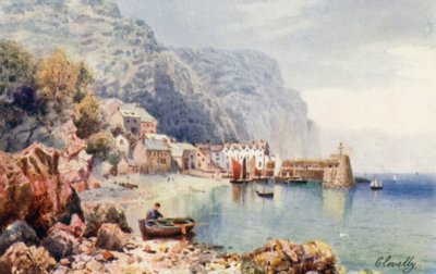 Clovelly (farvelitografi) af Henry B. (after) Wimbush